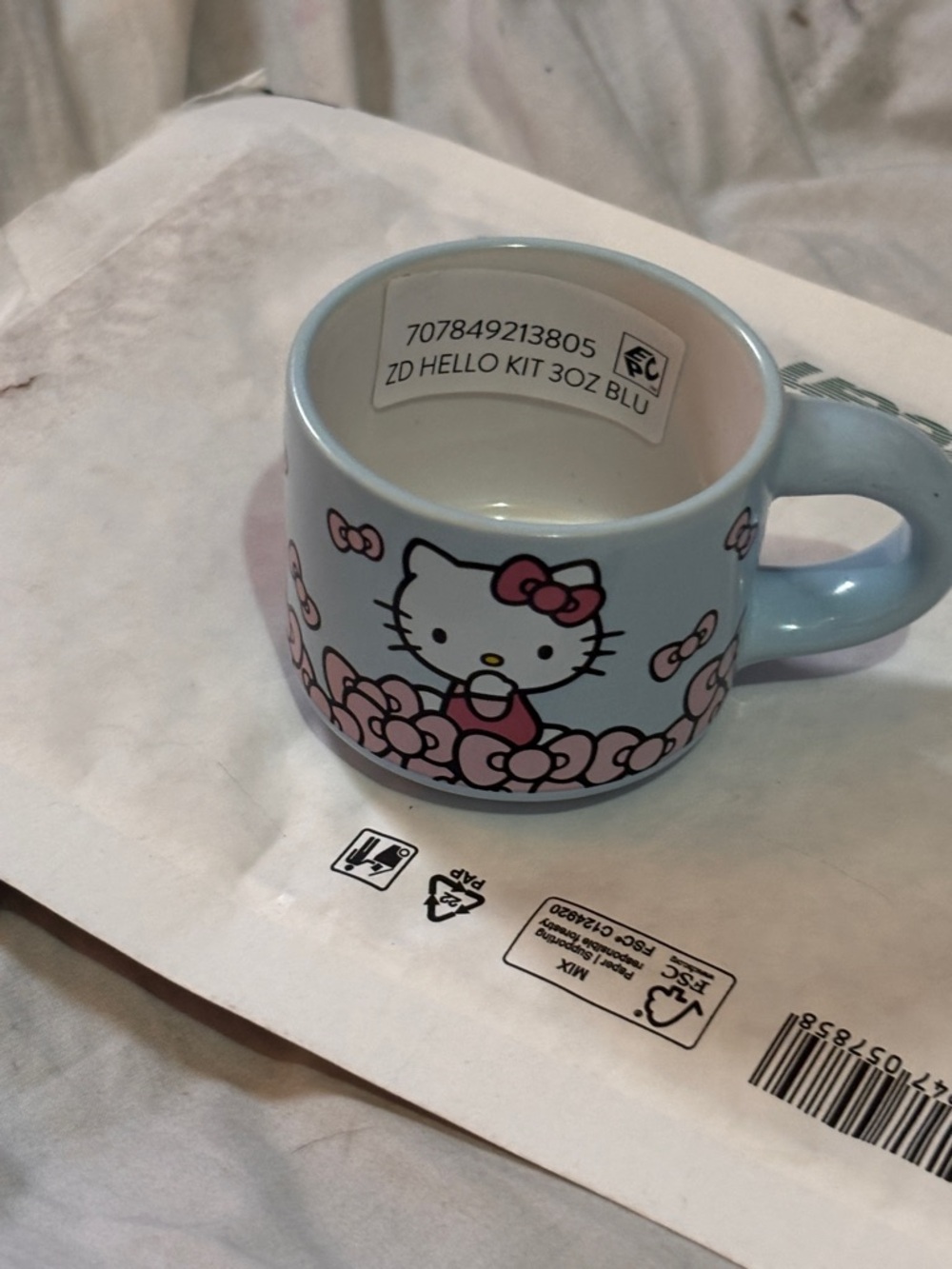 Hello Kitty small Light Blue Mug with Pink Accents